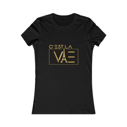 C'est La Vie, Women's Fav T-shirt with Gold CLV  Logo 0121 - Image 3