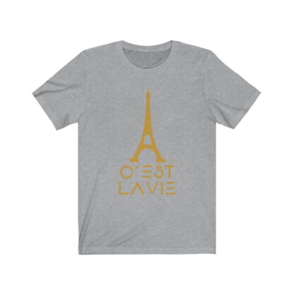 C'est La Vie,Jersey Short Sleeve T-shirt with Golden CLV Tower Logo 0201 - Image 3