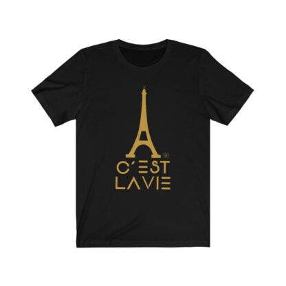 C'est La Vie,Jersey Short Sleeve T-shirt with Golden CLV Tower Logo 0201 - Image 2