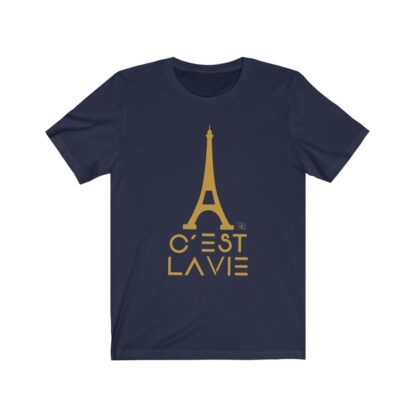 C'est La Vie,Jersey Short Sleeve T-shirt with Golden CLV Tower Logo 0201 - Image 4