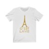 C'est La Vie,Jersey Short Sleeve T-shirt with Golden CLV Tower Logo 0201