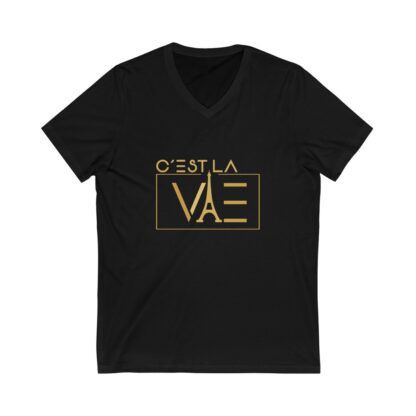 C'est La Vie, Jersey Short Sleeve V-Neck T Shirt with Gold CLV Logo 0161 - Image 4