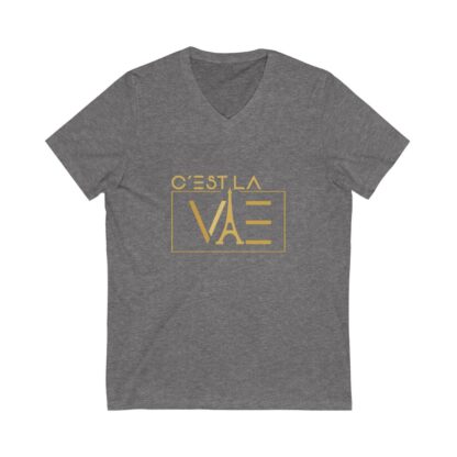 C'est La Vie, Jersey Short Sleeve V-Neck T Shirt with Gold CLV Logo 0161 - Image 3