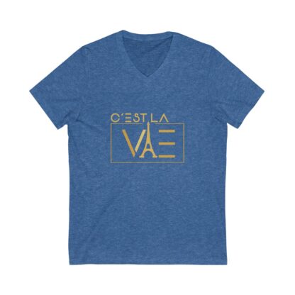 C'est La Vie, Jersey Short Sleeve V-Neck T Shirt with Gold CLV Logo 0161 - Image 6