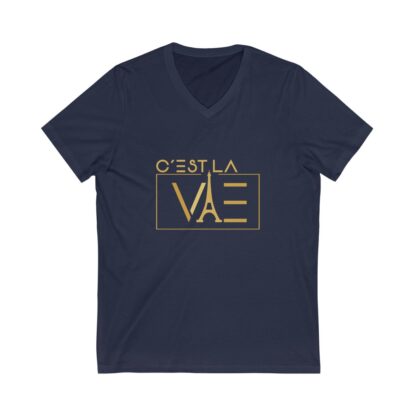 C'est La Vie, Jersey Short Sleeve V-Neck T Shirt with Gold CLV Logo 0161 - Image 8