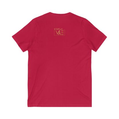 C'est La Vie, Jersey Short Sleeve V-Neck Tee with Gold CLV Tower Logo 0163 - Image 2