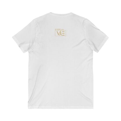 C'est La Vie, Jersey Short Sleeve V-Neck Tee with Gold CLV Tower Logo 0163 - Image 4