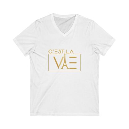 C'est La Vie, Jersey Short Sleeve V-Neck T Shirt with Gold CLV Logo 0161 - Image 2