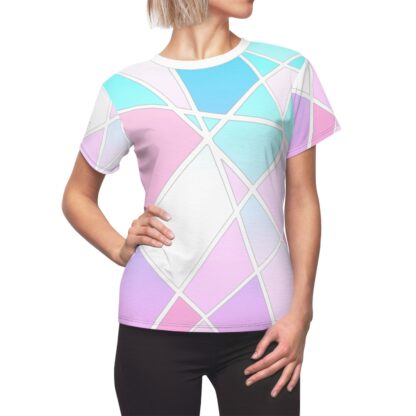 C'est La Vie, Women's All Over  Print  T-shirt, Geo theme in Pastels - Image 5