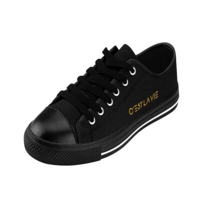 C'est La Vie, Women's Classic Sneakers, Black  With Gold Decal - Image 3