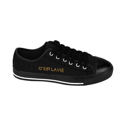 C'est La Vie, Women's Classic Sneakers, Black  With Gold Decal - Image 4