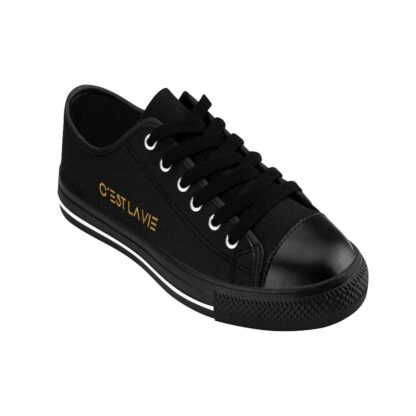 C'est La Vie, Women's Classic Sneakers, Black  With Gold Decal - Image 5