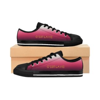 C'est La Vie, Women's Classic Sneakers,  Purple - Pink & White,  with Golden Decal