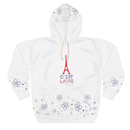 C'est La Vie,  Custom Line, Pullover Hoodie, Flowers in Blue With CLV Logo 0149