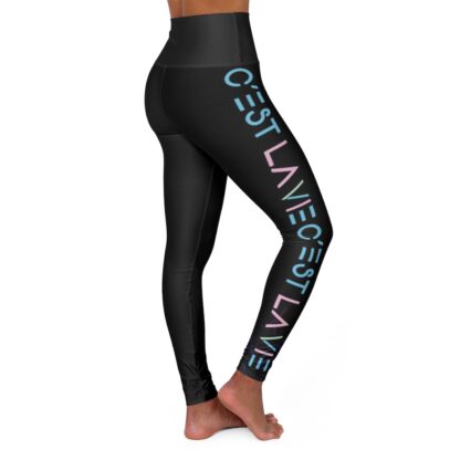 C'est La Vie, High Waisted Yoga Leggings With Double Pastel CLV Text