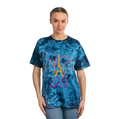 C'est La Vie, Tie-Dye T-shirt CLV  Gold Tower on Crystals  0156 - Image 3