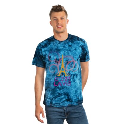 C'est La Vie, Tie-Dye T-shirt CLV  Gold Tower on Crystals  0156 - Image 4