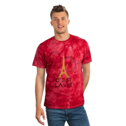 C'est La Vie, Tie-Dye T-shirt CLV  Gold Tower on Crystals  0156 - Image 8