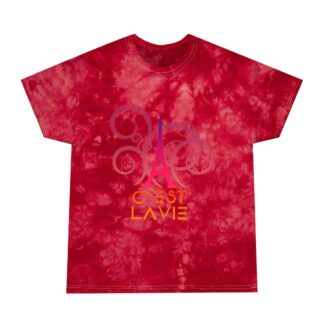 C'est La Vie, Tie-Dye T-shirt, CLV Pink Tower on crystals  0155