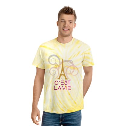 C'est La Vie, Tie-Dye Tee, Cyclone with Golden and Pink CLV Tower 0157 - Image 3