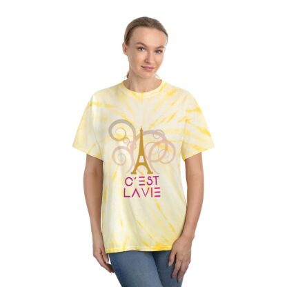 C'est La Vie, Tie-Dye Tee, Cyclone with Golden and Pink CLV Tower 0157 - Image 4