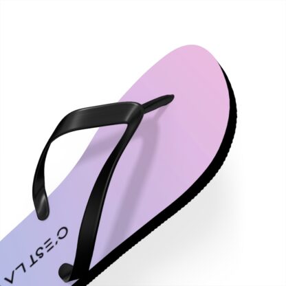 C'est La Vie Flip Flops In Pink & Blue with Black Decal - Image 3