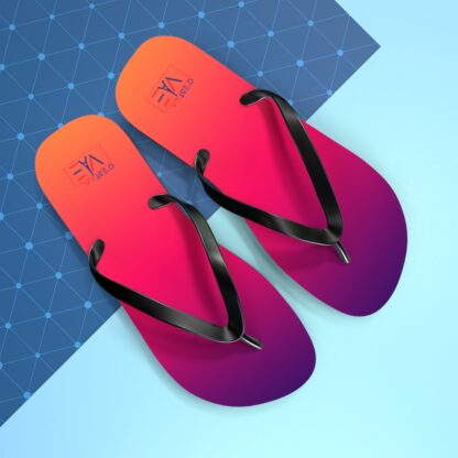 C'est La Vie Purple Pink & Orange Flip Flops with Logo