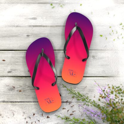 C'est La Vie Purple Pink & Orange Flip Flops with Logo - Image 5