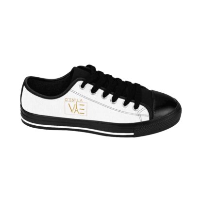 C'est La Vie, Women's Classic Sneakers, White, with Golden Logo - Image 2