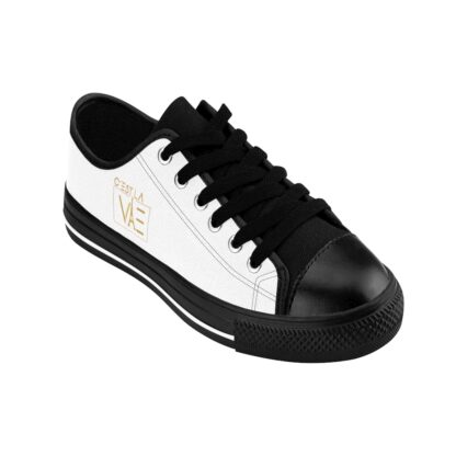 C'est La Vie, Women's Classic Sneakers, White, with Golden Logo - Image 3