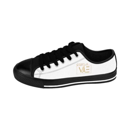 C'est La Vie, Women's Classic Sneakers, White, with Golden Logo - Image 4