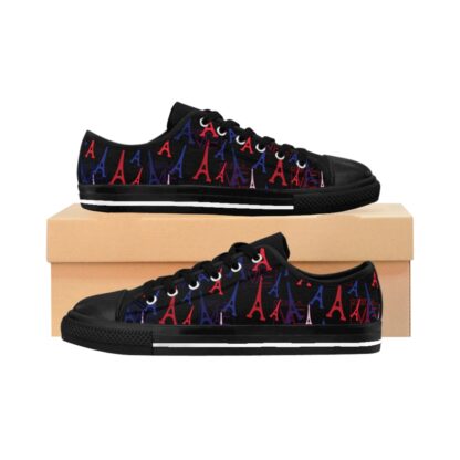 C'est La Vie, Women's Classic Sneakers, Black, Eiffel Red & Blue