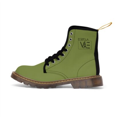 C'est La Vie, Women's Canvas Boots, Olive with Black CLV Logo - Image 2