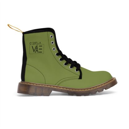 C'est La Vie, Women's Canvas Boots, Olive with Black CLV Logo - Image 3