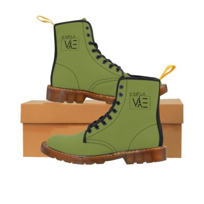 C'est La Vie, Women's Canvas Boots, Olive with Black CLV Logo